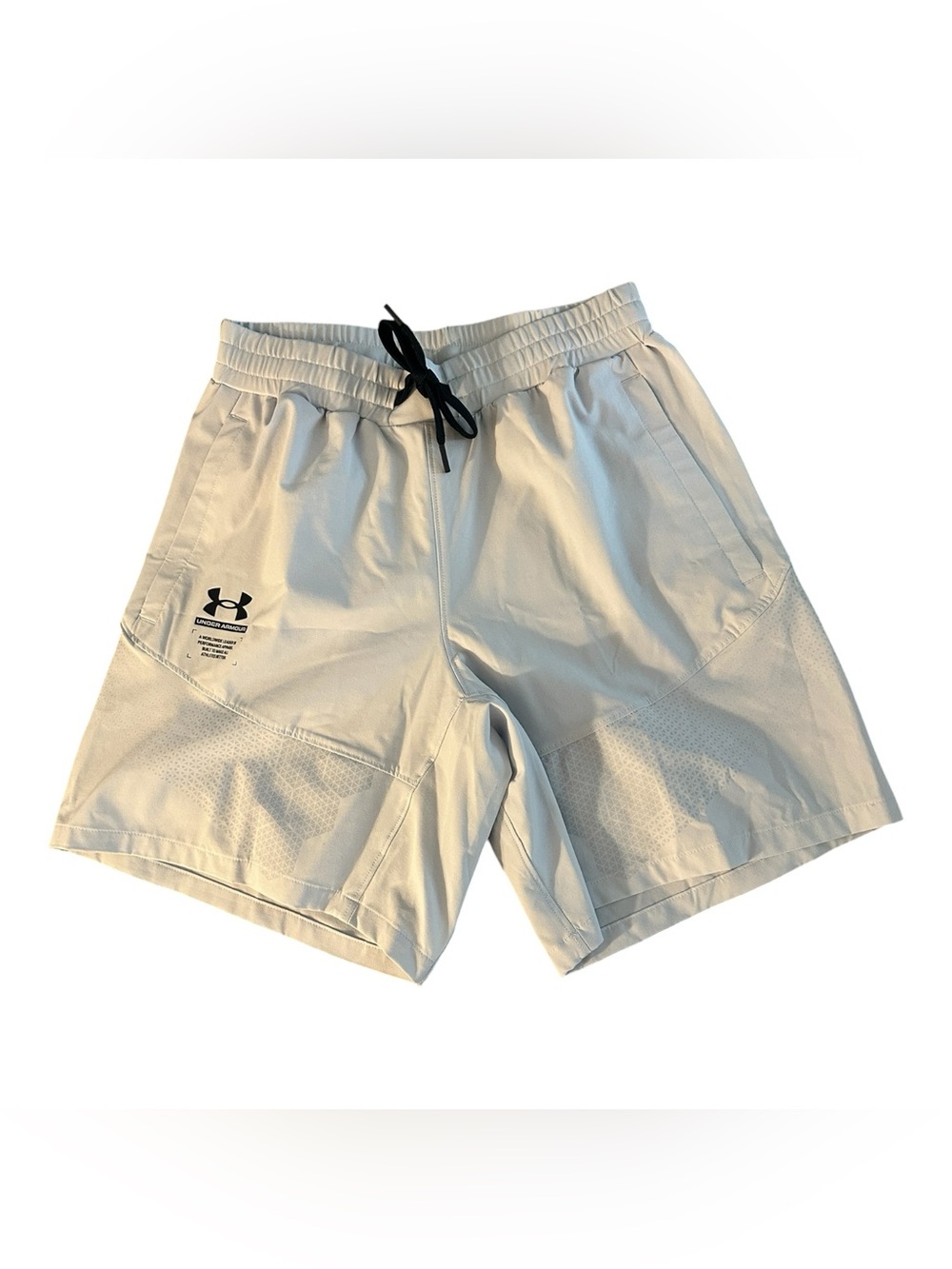 Under Armour Light Gray Performance Shorts with Black Drawstring